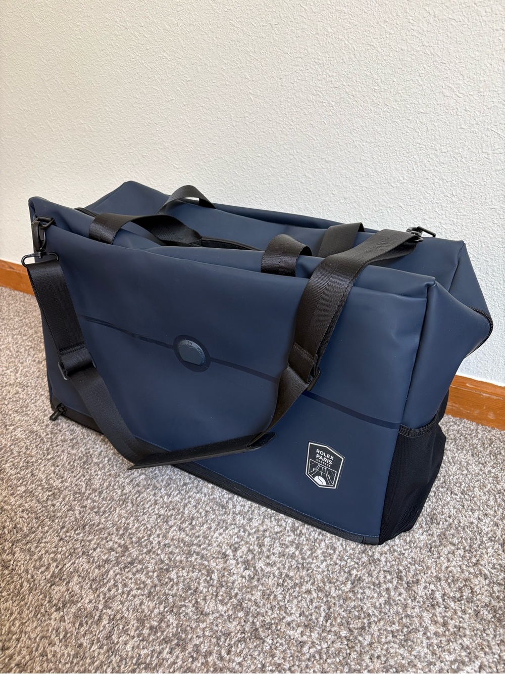 Delsey Rolex Paris Masters Soft Duffle Bag Luggage Navy Black Tenniscore